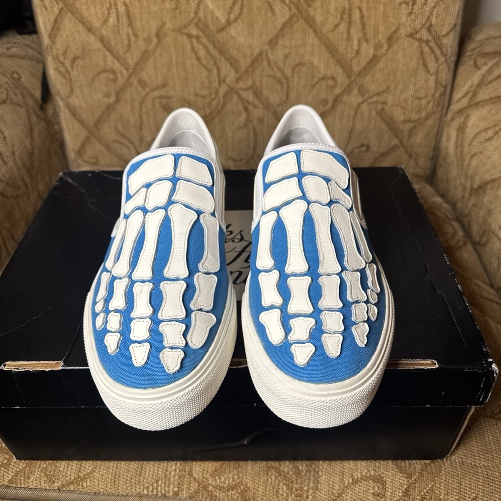 AMIRI SKELETON TOE SLIP ON SNEAKERS‎ SIZE 41 TRAINERS BLUE WHITE LOW TOP NICE!